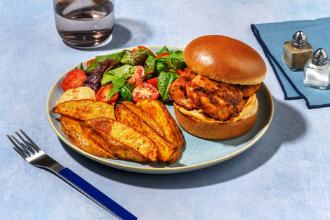 Peri Peri Chicken Breast Burger and Wedges
