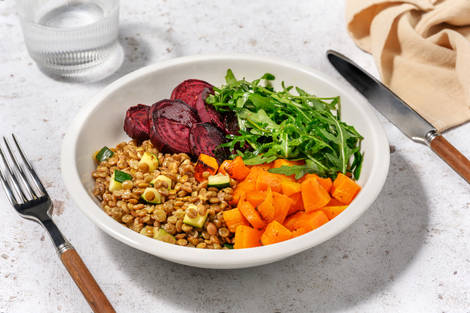 Linsesalat med rødbete og butternutgresskar