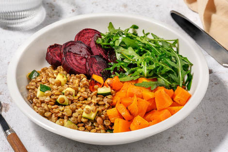 Linsesalat med rødbete og butternutgresskar
