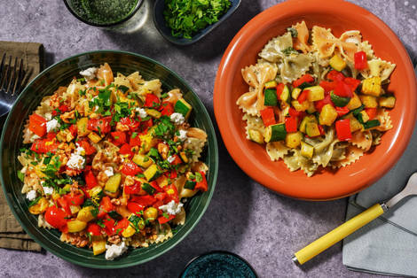 Romige fiocchi tricolore met honinggroenten