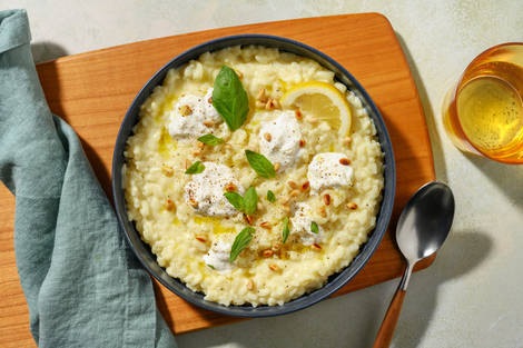 Risotto fresco allo stracchino, mazzancolle e limone