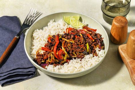 Sticky Honey Indonesian Style Beef Rice Bowl