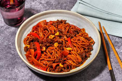 Cashew Beef Stir-Fry and Noodles
