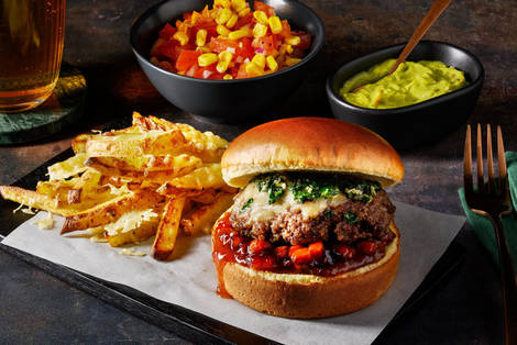 Gourmetburger med chorizochutney