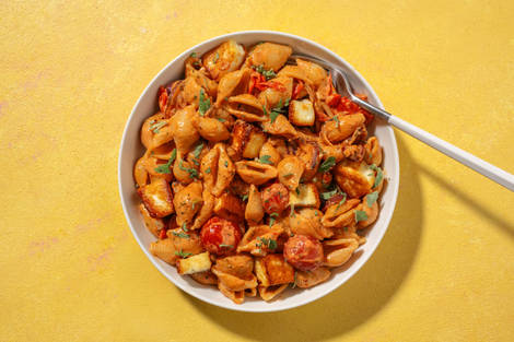 Halloumi- og cherrytomatpasta