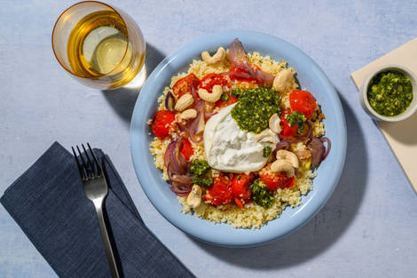 Couscous al pesto di basilico Dop e burrata fresca
