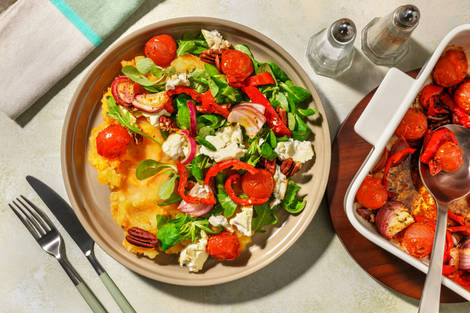 Fromage à la grecque rôti, tomates cerises & noix de pécan