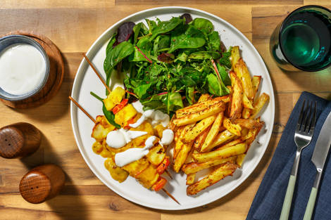 Korma Spiced Paneer and Pepper Skewers