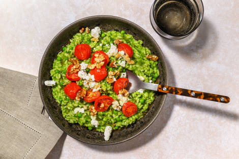 Venetian Risi e Bisi Inspired Spinach & Pea Risotto