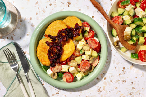 Frittelle di ceci e cipolle caramellate