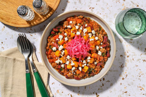 Veganes Chipotle Chili mit extra Bio-Feta
