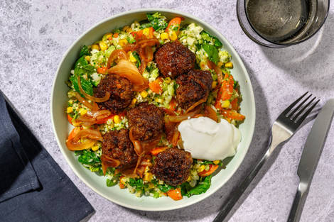 Tex-Mex Beef Meatballs & Caramelised Onion