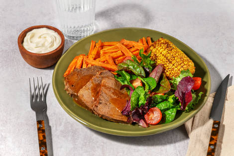 BBQ Slow-Cooked Beef Brisket, Haloumi & Spiced Corn