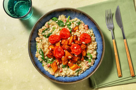 Baked Crispy Bacon & Pumpkin Risotto