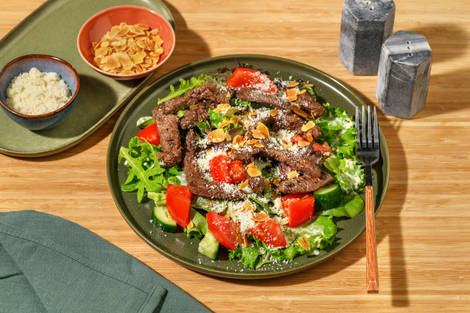 Garlic-Herb Beef Rump & Creamy Pesto Salad