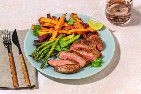 Jerk Beef Rump & Pan-Seared Asparagus