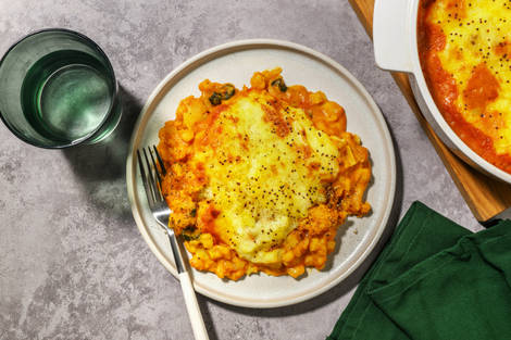 Bacon & Potato-Topped Cannellini Bean Curry Pie