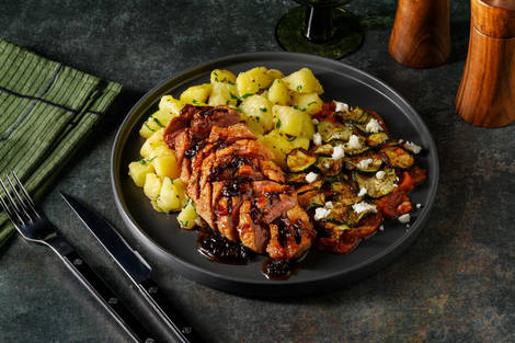 Onion Chutney-Glazed Duck & Ratatouille