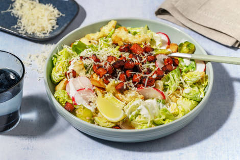 Chicken, Chorizo & Brussels Sprout Caesar Salad