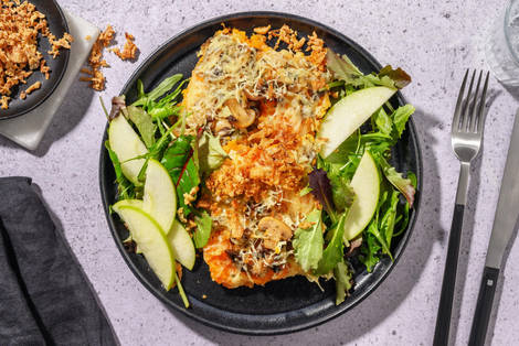 Cheesy Squash, Sweet Potato and Mushroom Bake