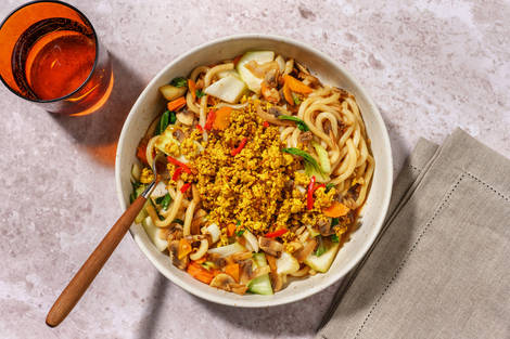 Chinese BBQ Crumbled Tofu & Udon Noodles