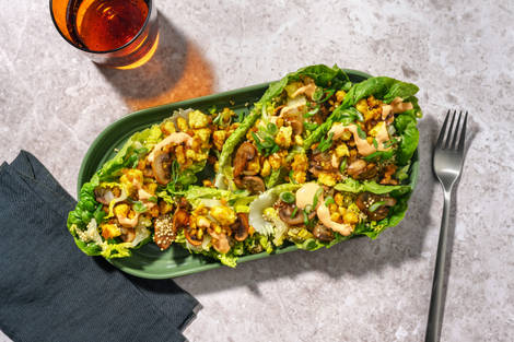 Ssam de tofu salteado con setas y quinoa