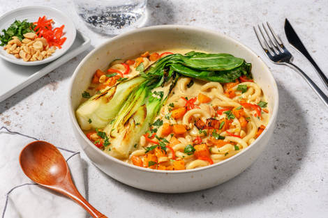 Rostad pumpa i ingefärs- och kokosnudelsoppa