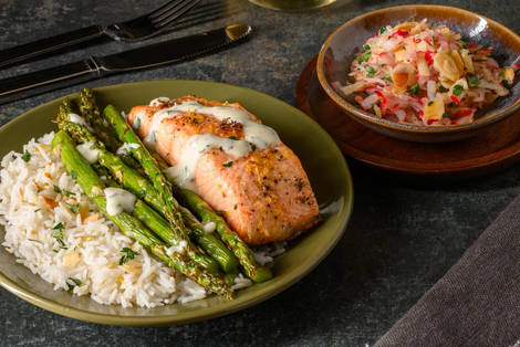 Gerösteter Lachs und grüner Spargel 