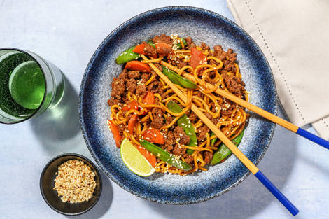 Indonesian Style Spiced Honey Meat-Free Mince Noodles