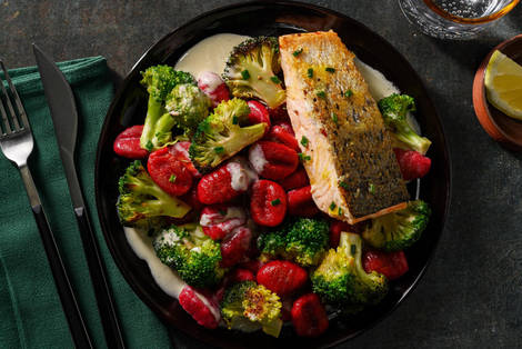 Lachsfilet auf Rande-Gnocchi