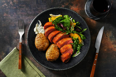 Stekt ankbröst och hasselbackspotatis