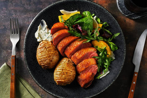 Pannestekt andebryst og hasselbackpotet