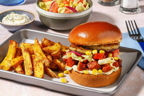 Al pastor-burgare på chorizo och ananas