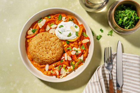 Curry au fenouil & sauce yaourt à la coriandre