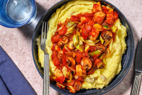 Red Wine Chicken, Mushroom and Leek Stew