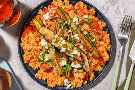 Aubergine met witte kaas en tahinsaus