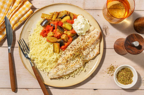 Couscous alla Norma, orata e melanzane