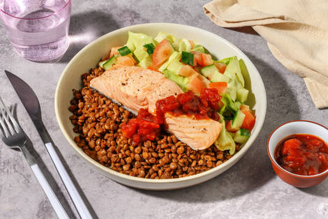 Peri Peri Lentil and Poached Basa Salad