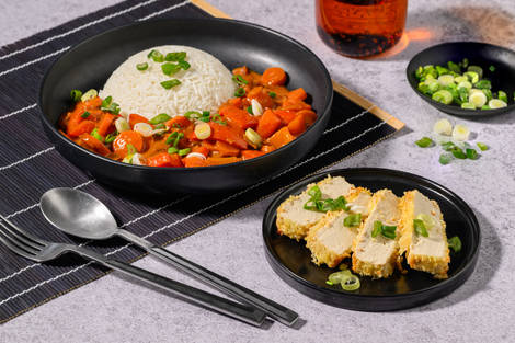 Katsukarry og sprød sesamtofu