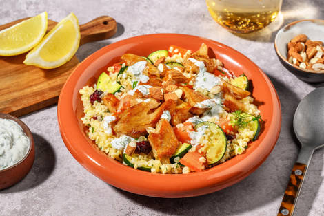 Bowl de boulgour aux émincés façon poulet et sauce au yaourt