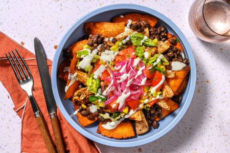 Tacosalade met kip en zure room