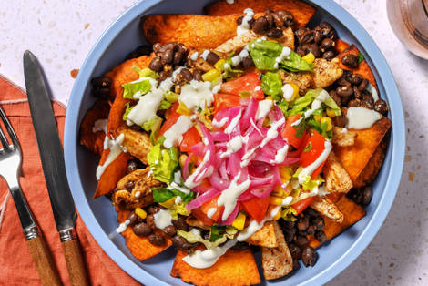 Salade façon taco de poulet  et crème aigre acidulée