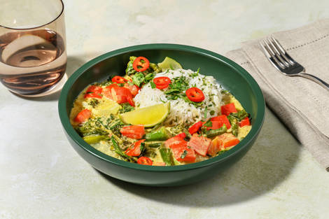 Green Thai Veg Curry with Gyoza