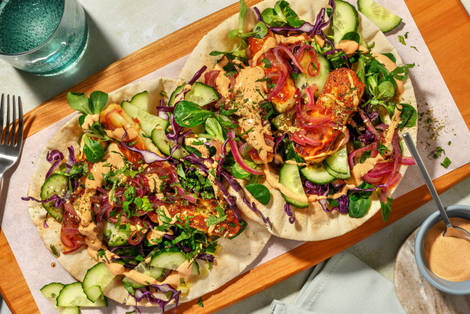 Flatbread met grillkaas en honing