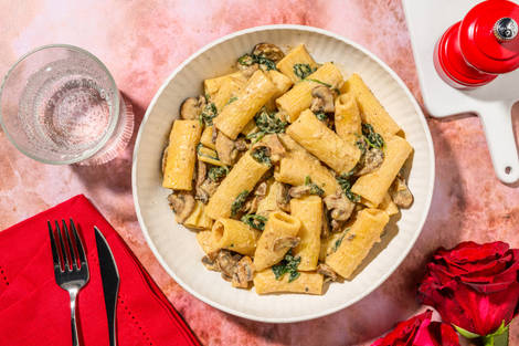 Umami Miso Bacon and Mushroom Rigatoni