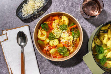 Soupe à l'italienne aux tortelloni & épinards