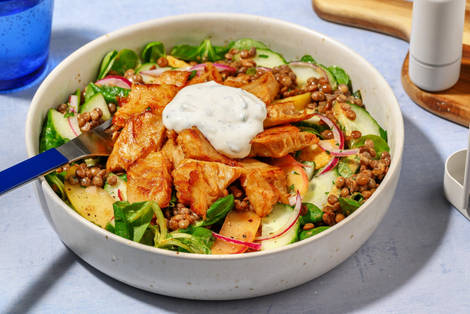 High-Protein Linsensalat mit veganem Chick-Eria Filet