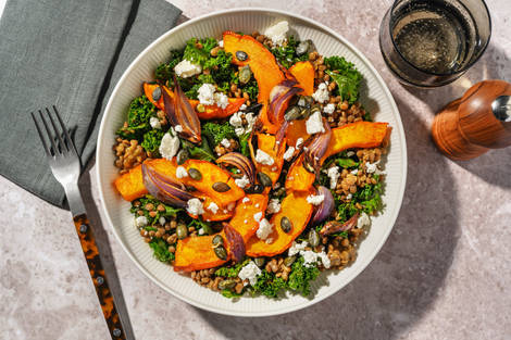 Süßkartoffelsalat mit Babygrünkohl und Bio-Feta