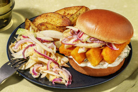 Zoet-pikante plantaardige fish sticks met venkelkoolsla