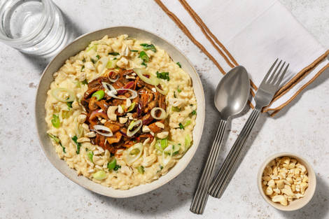 Risotto fusion aux champignons au miso & pak-choï